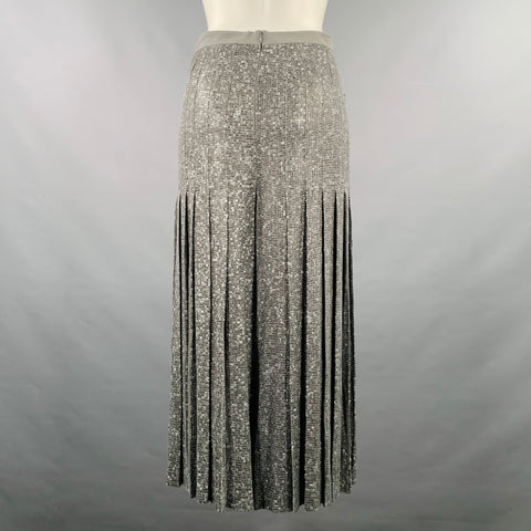 MICHAEL KORS COLLECTION Size 2 Grey Silk Sequined Pleated Dress Pants