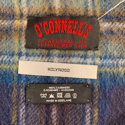 O'CONNELL'S Grey Blue Yellow Plaid Cashmere Scarf