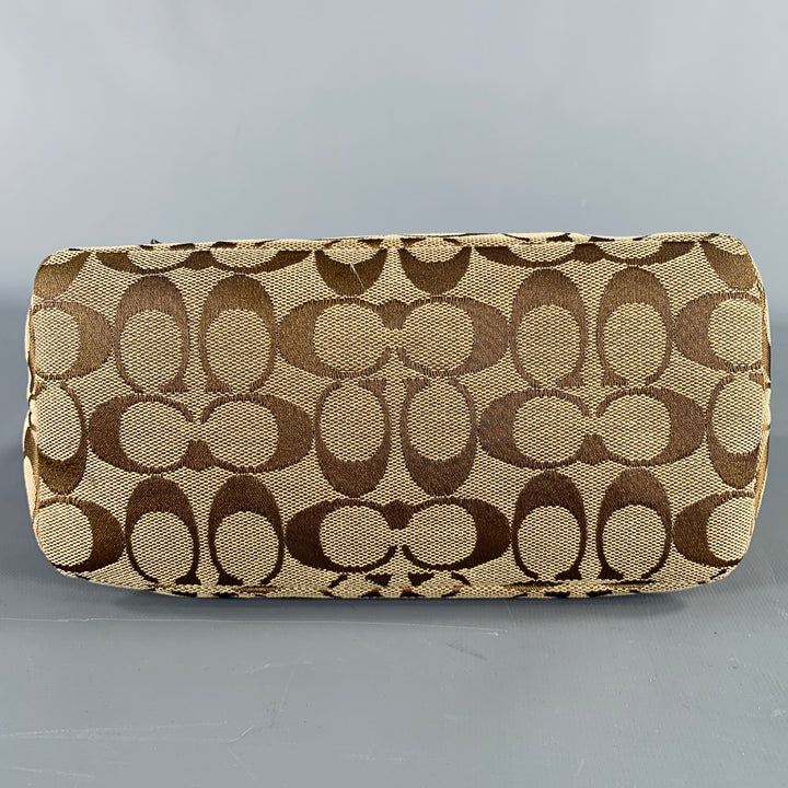 COACH Taupe Brown Monogram Top Handles Baguette Handbag