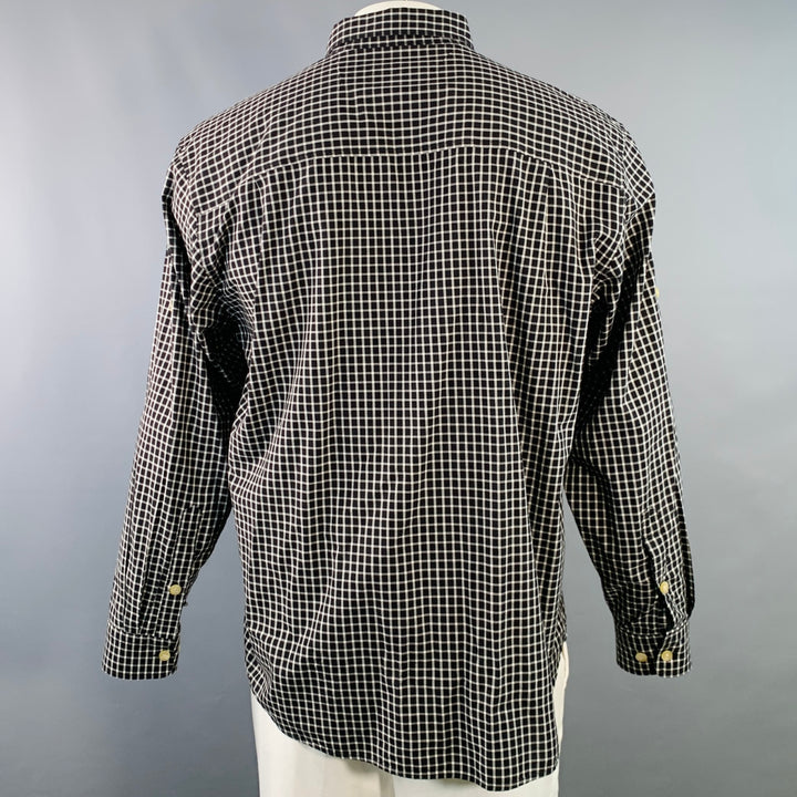 WOOLRICH Size L Black White Checkered Cotton Two Pockets Long Sleeve Shirt