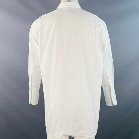 NILI LOTAN Size M White Cotton Pleated Bib Formal Tuxedo Long Sleeve Shirt