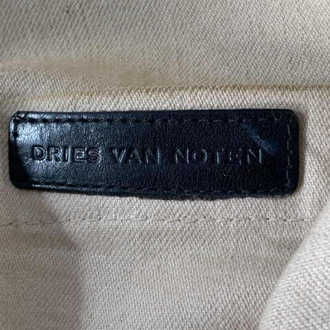 DRIES VAN NOTEN Black Cream Paisley Canvas Tote Handbag