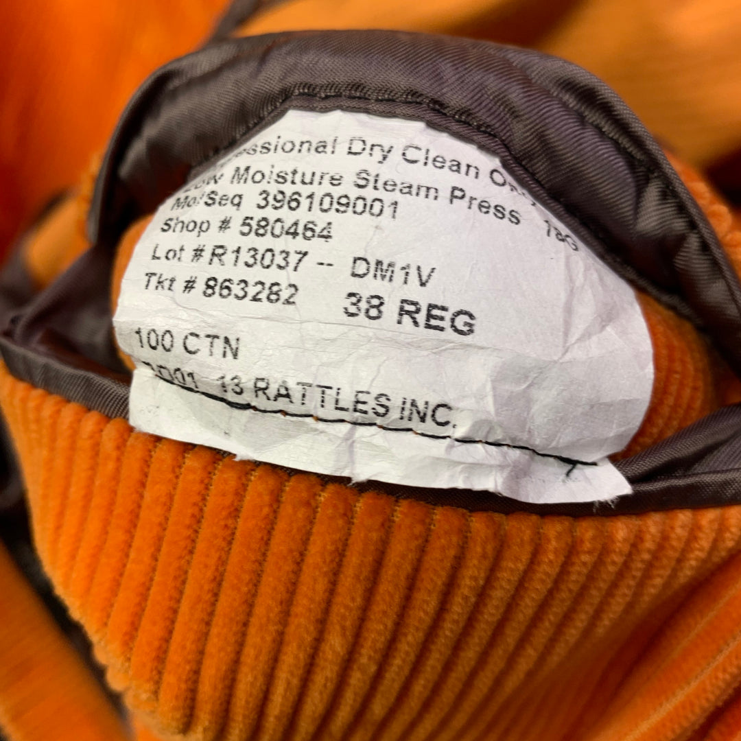 R13 Size 38 Orange Corduroy Cotton Notch Lapel Sport Coat