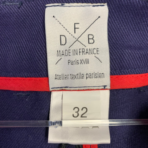 F D B Size 32 Blue Cotton Button Fly Casual Pants