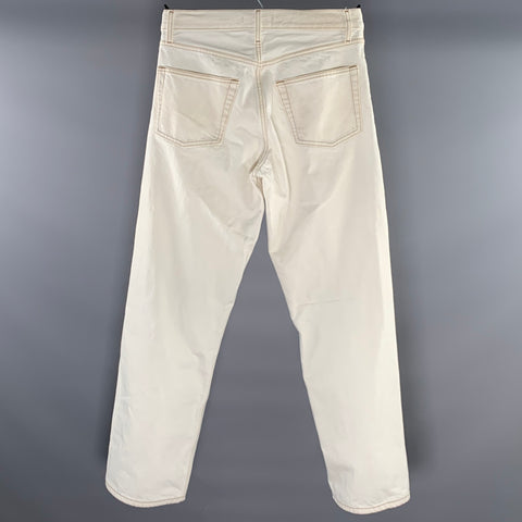 SUNFLOWER Size 30 Cream Gold Contrast Stitch Cotton Button Fly Jeans