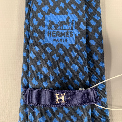HERMES Black Blue Abstract Tie