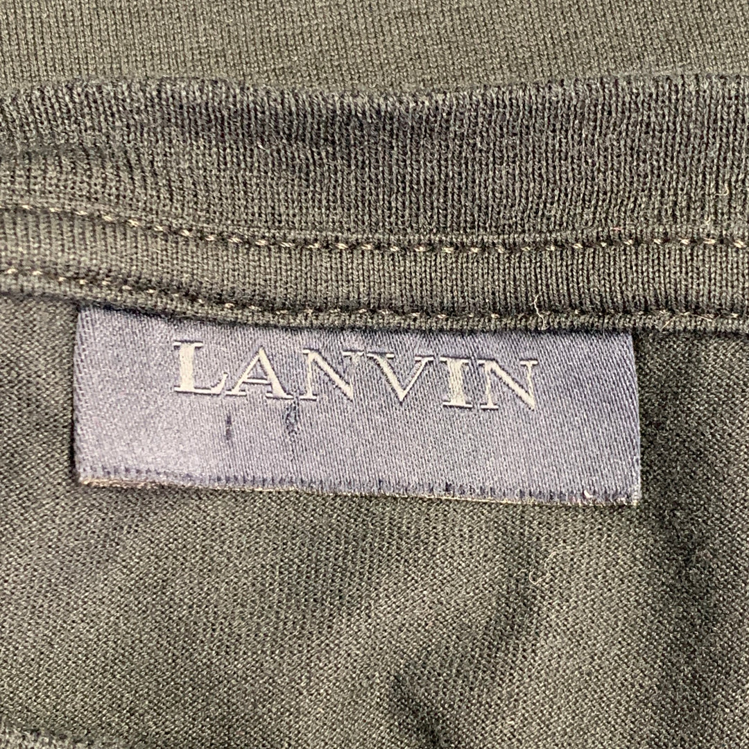 LANVIN Size XXXL Black White Line Drawing Cotton Crew Neck T-shirt