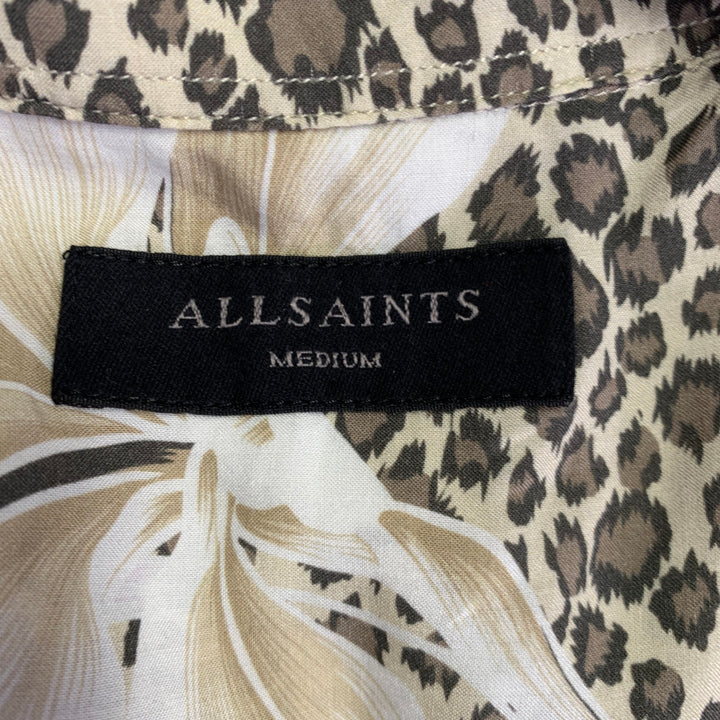 ALLSAINTS Size M Beige Brown Animal Print Viscose Camp Short Sleeve Shirt