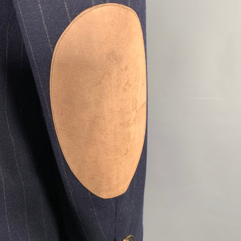 BRUNELLO CUCINELLI Size 44 Navy Grey Pinstripe Wool Cashmere Sport Coat