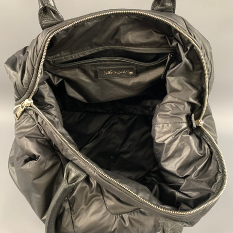 YVES SAINT LAURENT Black Quilted Leather Trim Nylon Bag