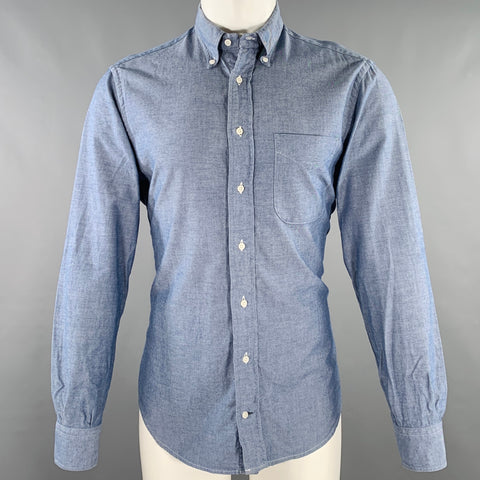 GITMAN BROS Size M Blue Oxford One Pocket Long Sleeve Shirt
