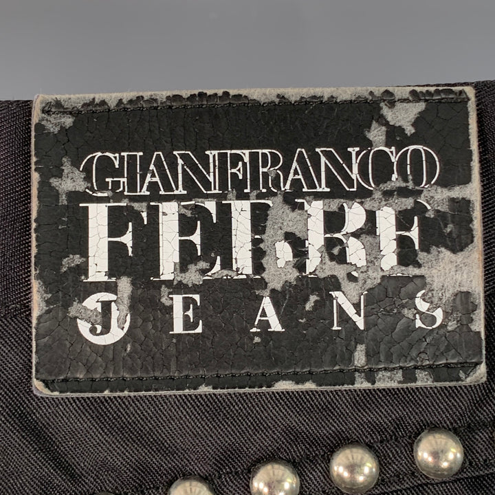GIANFRANCO FERRE Size 32 Black Studded Cotton Blend Jean Cut Casual Pants