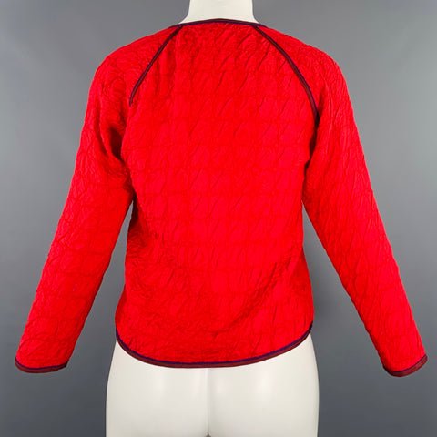 GEOFFREY BEENE Size 4 Red Stripe Wrinkled Casual Top