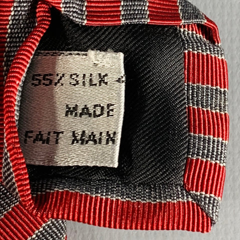 DIOR HOMME Burgundy Grey Diagonal Stripe Silk Cotton Tie