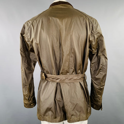 BELSTAFF Size 44 -Trialmaster- Olive Waxed Cotton Belted Jacket