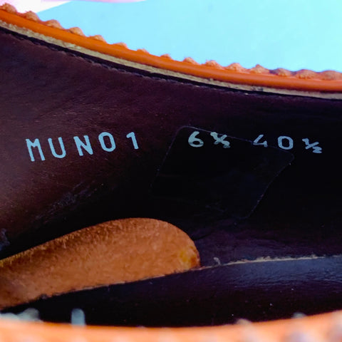 PAUL SMITH Size 7.5 Orange Perforated Leather Wingtip Lace-Up Flexible Travel Shoes