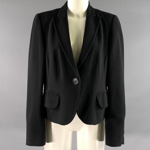 AKRIS Size 12 Black Wool  Elastane Single Button Jacket