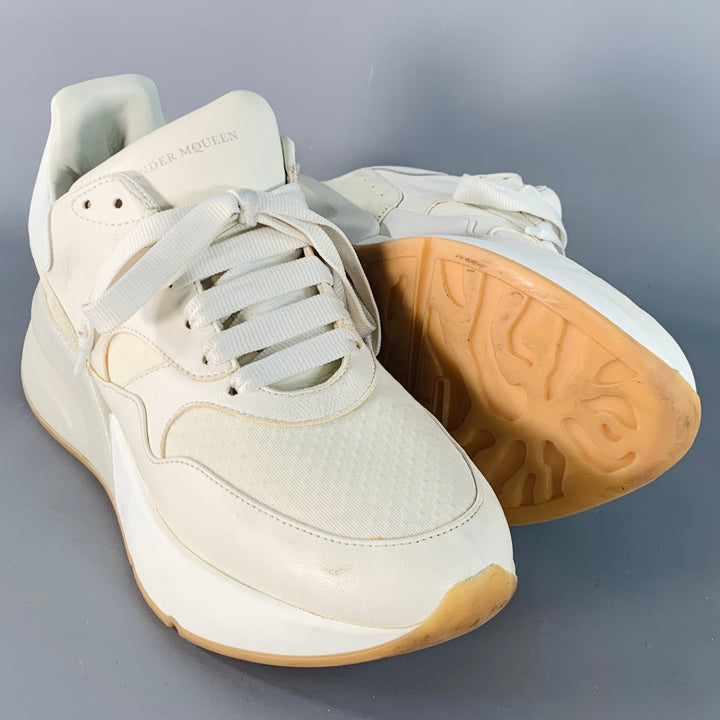 ALEXANDER MCQUEEN Size 8 White Ivory Rubber Sole Lace-Up Chunky Sneakers