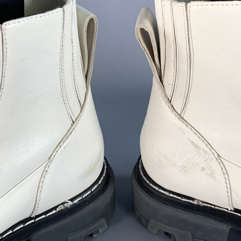 RAG & BONE Size 10 White Leather Pull On Ankle Boots
