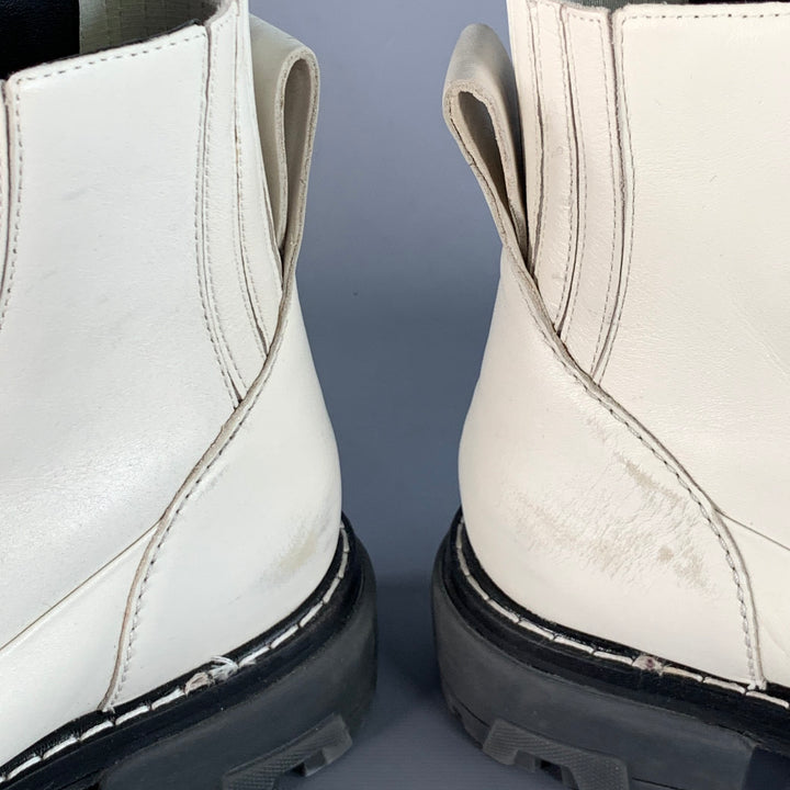 RAG & BONE Size 10 White Leather Pull On Ankle Boots
