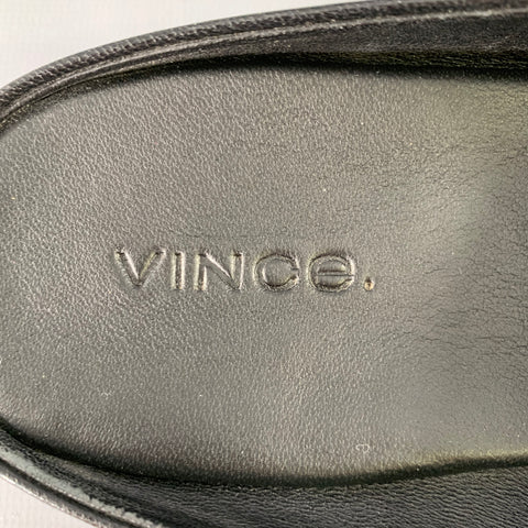 VINCE Size 8.5 Black Leather Stripe Slip On Mules Sandals