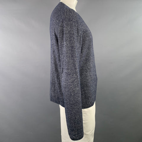 POLO by RALPH LAUREN Size L Navy White Heather Linen Wool Cotton Crew Neck Sweater