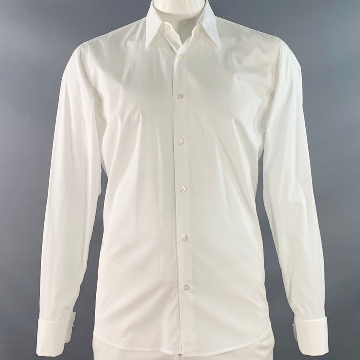 DRIES VAN NOTEN Size L White Cotton French Cuff Long Sleeve Shirt