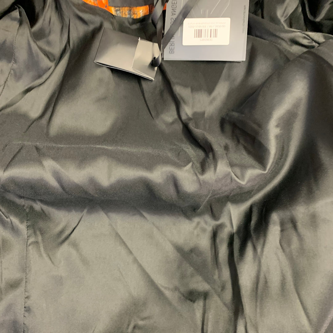 MARCELL VON BERLIN Size 36 Orange Black White Abstract Print Cotton Slim Fit Sport Coat