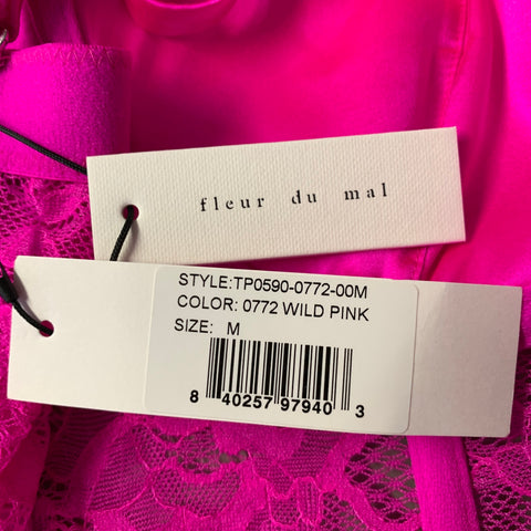FLEUR DU MAL Size M Pink Fuchsia Polyamide Blend Lace Bustier Top