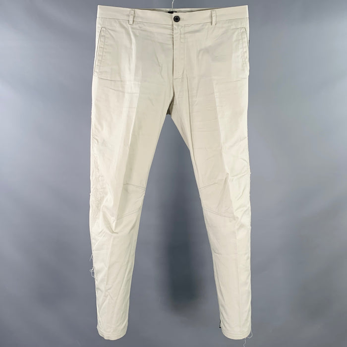 LANVIN Size 32 Ivory Cotton Ankle Zip Flat Front Dress Pants