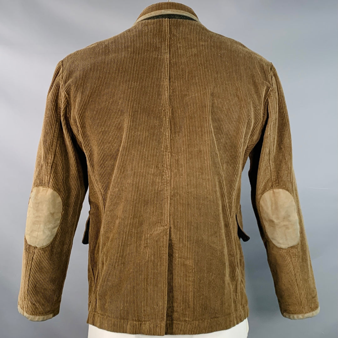 RRL by RALPH LAUREN Size XL Brown Corduroy Cotton Suede Trim Notch Lapel Jacket
