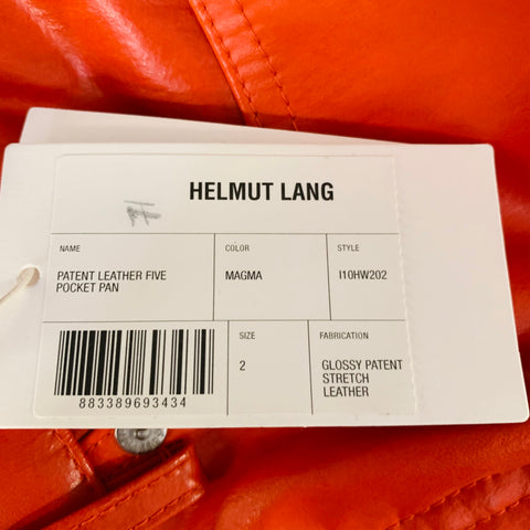 HELMUT LANG Size 2 Magma Orange Lambskin Leather Jean Cut Casual Pants