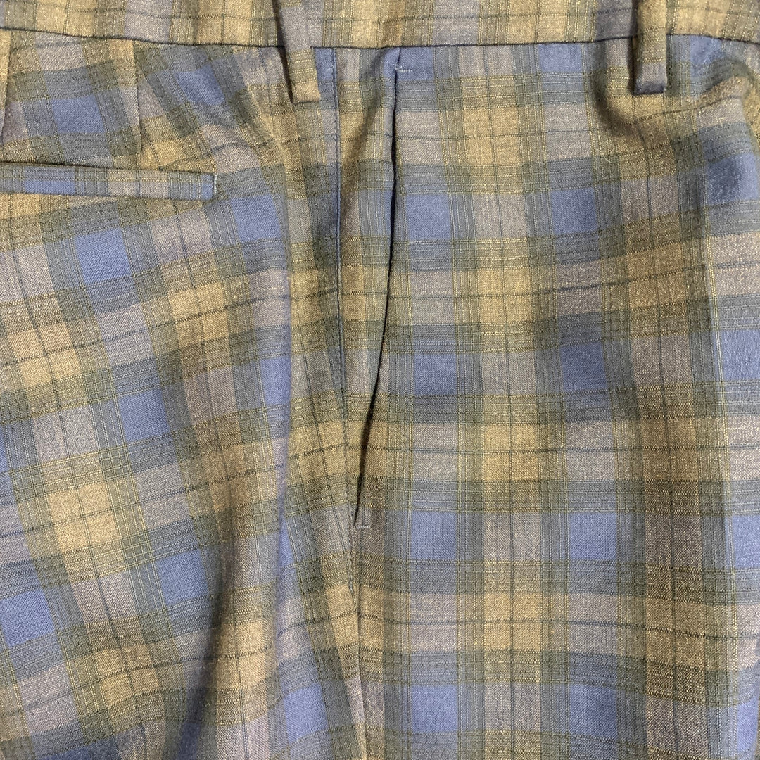 PAUL SMITH Size 38 Soho Navy Brown Plaid Wool Notch Lapel Suit