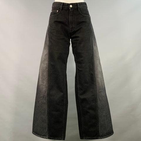 MM6 MAISON MARGIELA Size 25 Black Grey Cotton Twill Wide Leg Jeans
