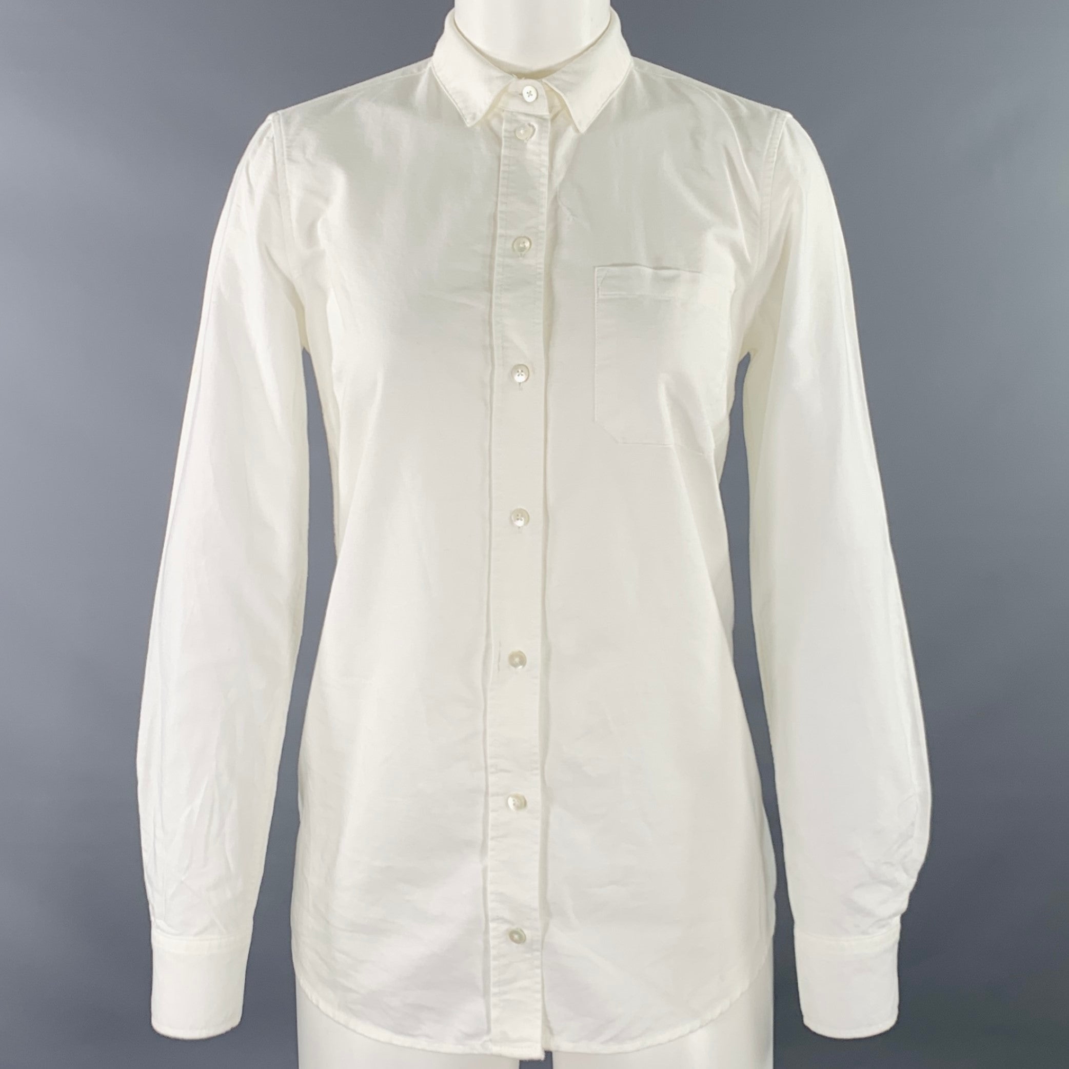 SEZANE Size S White Cotton One Pocket Oxford Shirt – Sui Generis