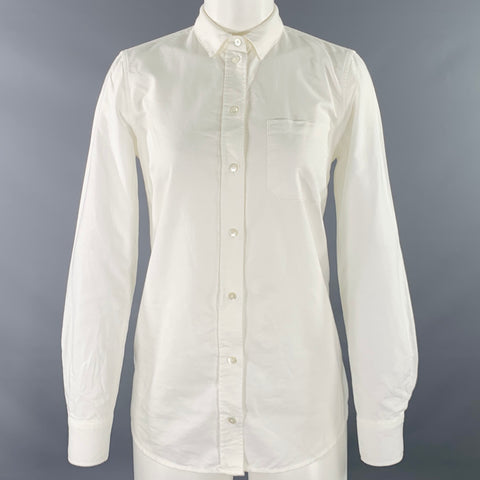 SEZANE Size S White Cotton One Pocket Oxford Shirt
