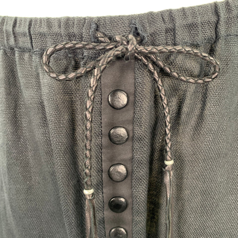 KMRII Size S Black Handstitched Linen Shorts