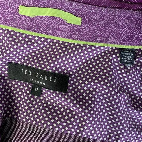 TED BAKER Size M Purple Spotted Cotton Long Sleeve Shirt