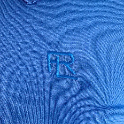 RALPH LAUREN COLLECTION Size L Blue Mulberry Silk Embroidered Polo Casual Top