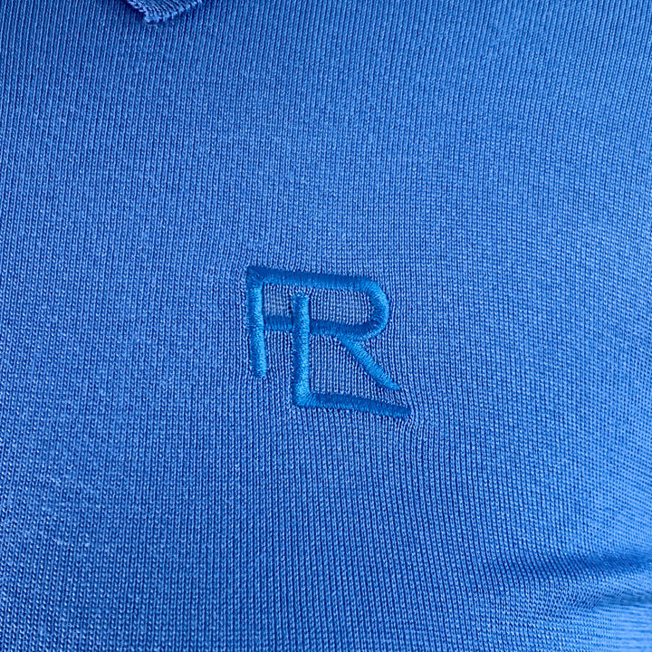 RALPH LAUREN COLLECTION Size L Blue Mulberry Silk Embroidered Polo Casual Top
