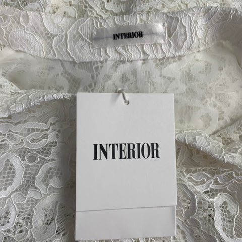 INTERIOR Size XS Off White Nylon Blend Lace Shirt Pants Set