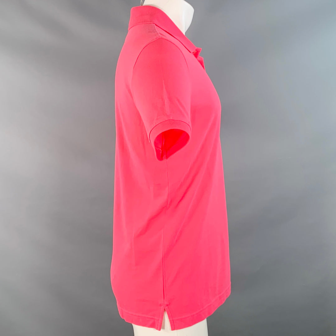 Y-3 Size M Hot Pink Cotton Logo Half Placket Polo