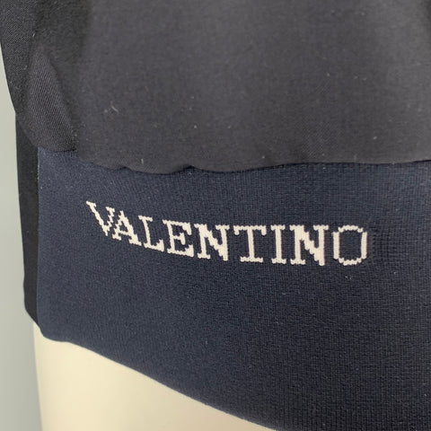 VALENTINO Size 40 Navy Grey Stripe Wool Blend Zip Up Jacket