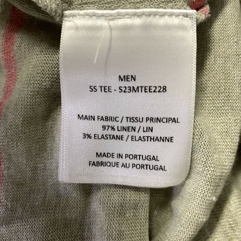 OFFICINE GENERALE Size M Grey Pink Stripe Linen Blend Boat Neck T shirt