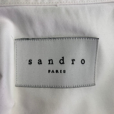 SANDRO Size M White Cotton Hidden Buttons Long Sleeve Shirt