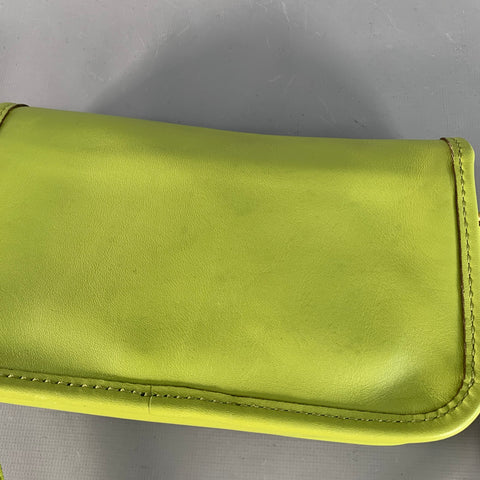COACH Limited Edition  Lime Green Gold Cowhide Leather Crossbody Handbag