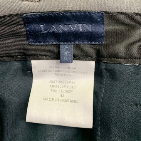 LANVIN Size 32 Grey Cotton Blend Ankle Zip Flat Front Dress Pants