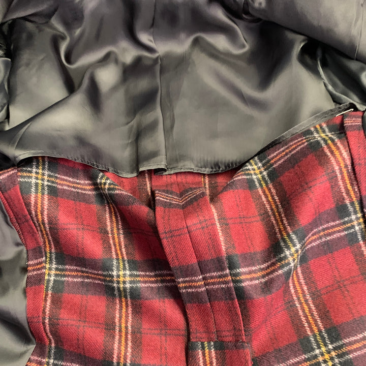 SUITSUPPLY Size 36 Burgundy Black Orange Plaid Wool Single Button Sport Coat