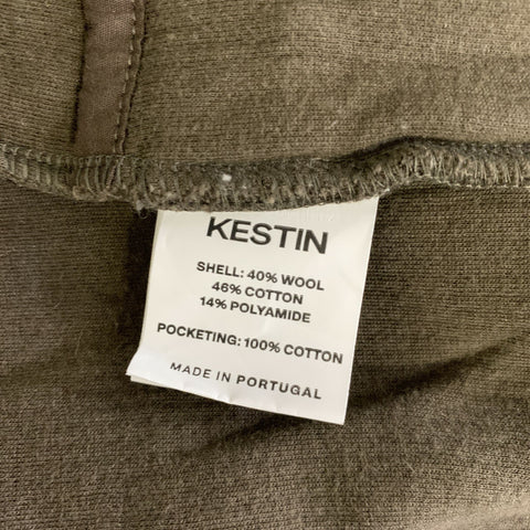 KESTIN Size L Green Olive Knitted Wool Blend Buttoned Cardigan