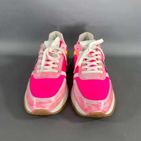 PHILIPPE MODEL Size 8 Pink White Mixed Materials Leather Lace Up Sneakers